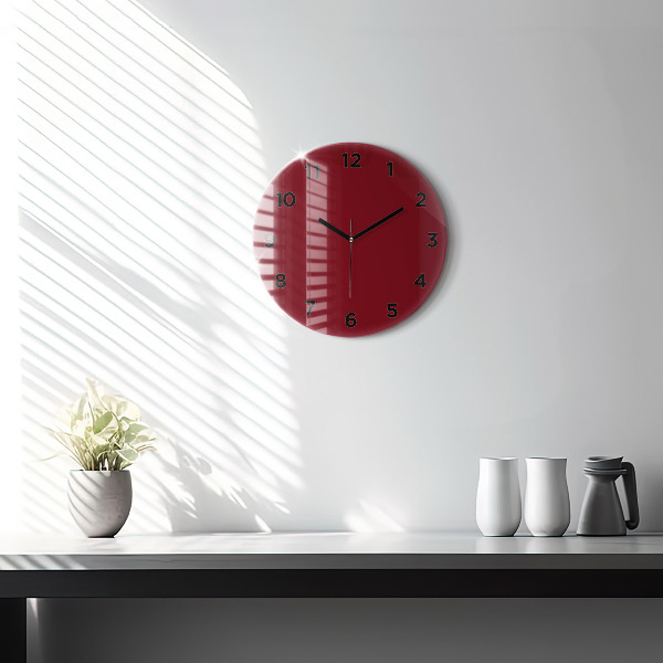Round glass clock Burgundy