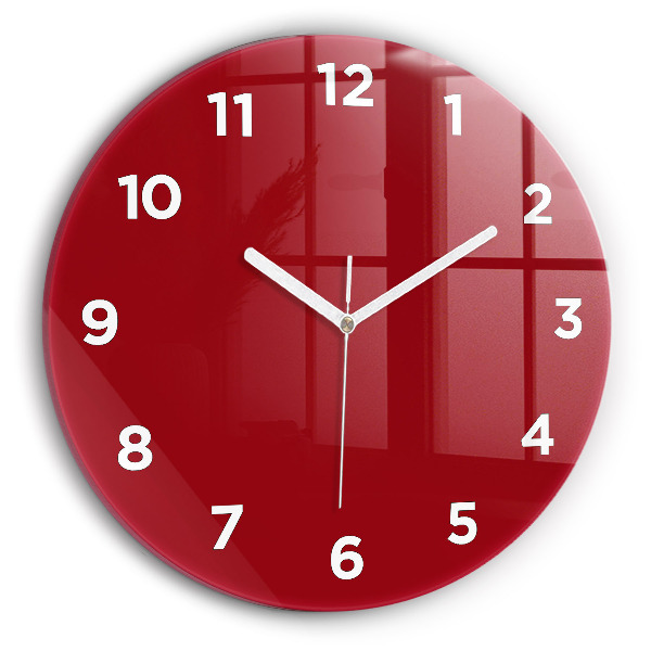 Round glass clock Red