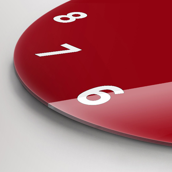 Round glass clock Red