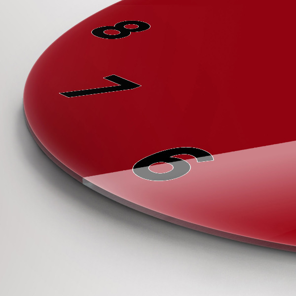 Round glass clock Red