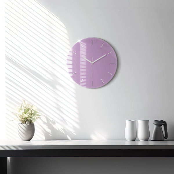 Round glass clock Lilac