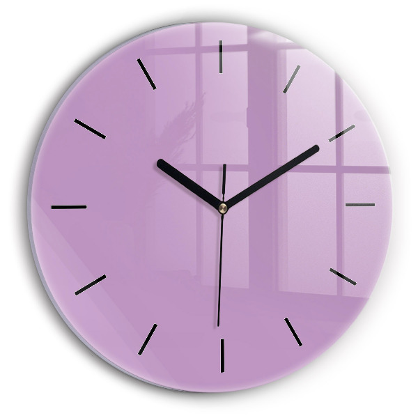 Round glass clock Lilac