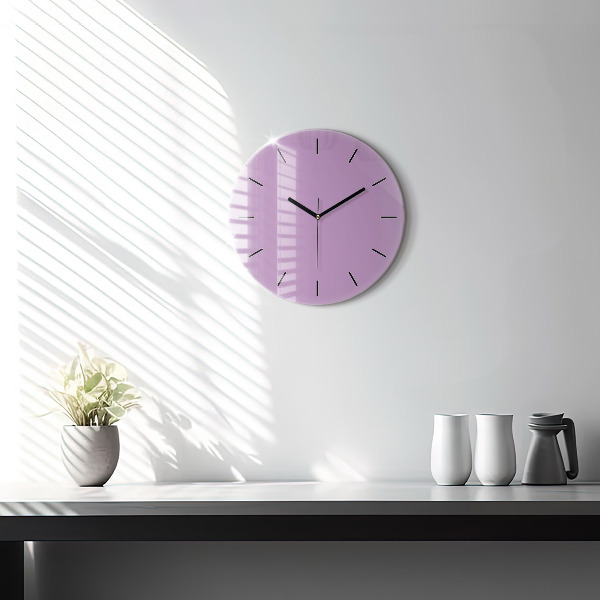 Round glass clock Lilac