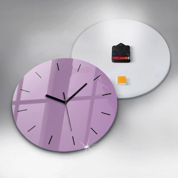 Round glass clock Lilac