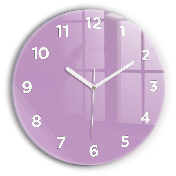 Round glass clock Lilac
