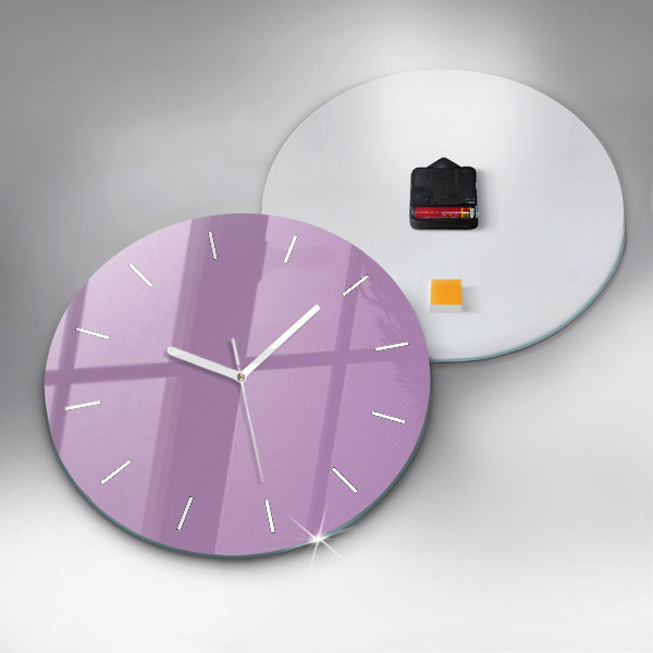 Round glass clock Lilac