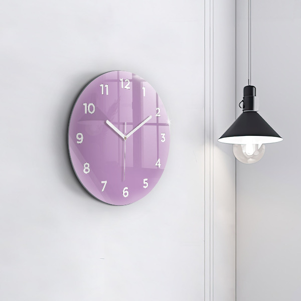 Round glass clock Lilac