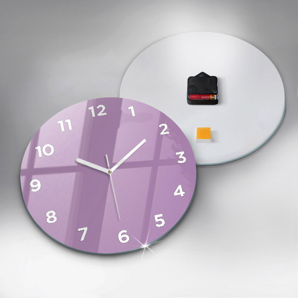 Round glass clock Lilac