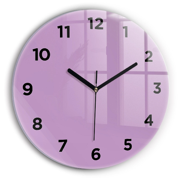 Round glass clock Lilac