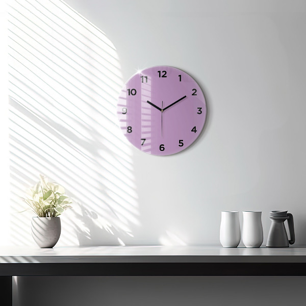 Round glass clock Lilac
