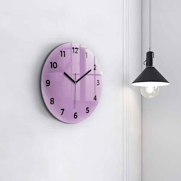 Round glass clock Lilac