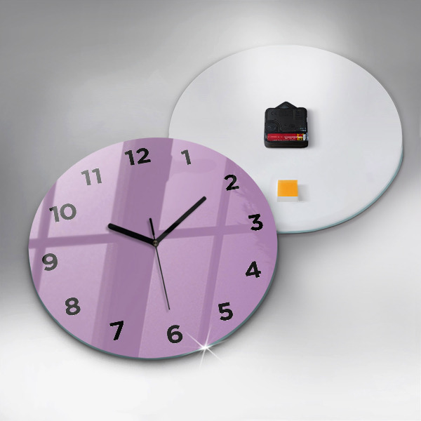 Round glass clock Lilac