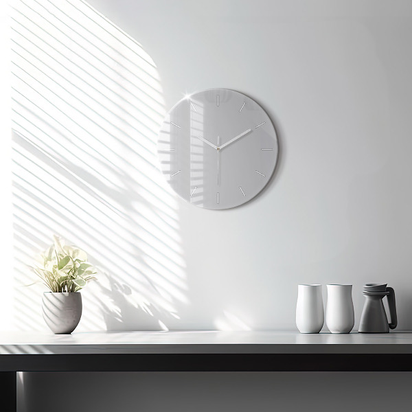 Round glass clock Light Gray