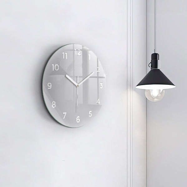 Round glass clock Light Gray