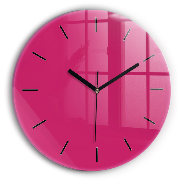 Round glass clock Pink