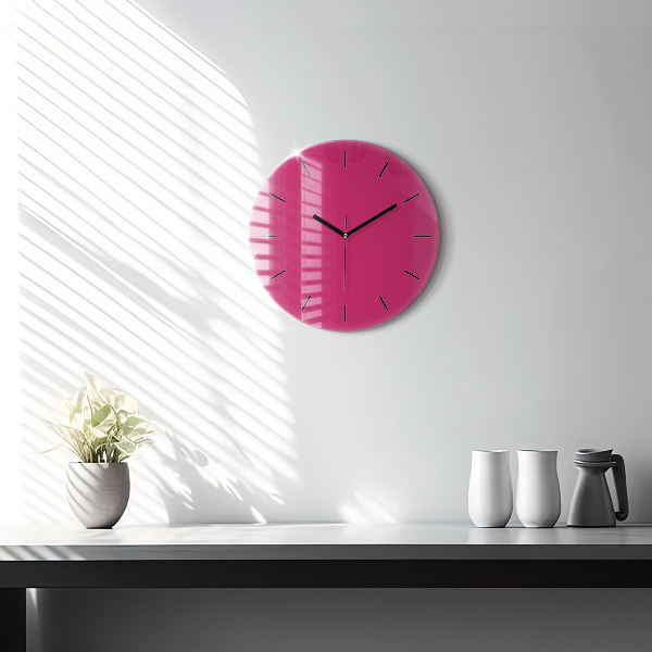 Round glass clock Pink