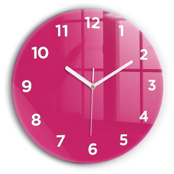 Round glass clock Pink