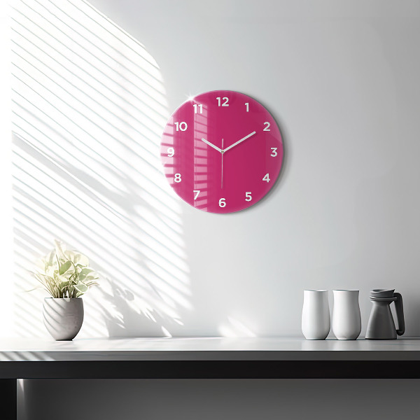Round glass clock Pink