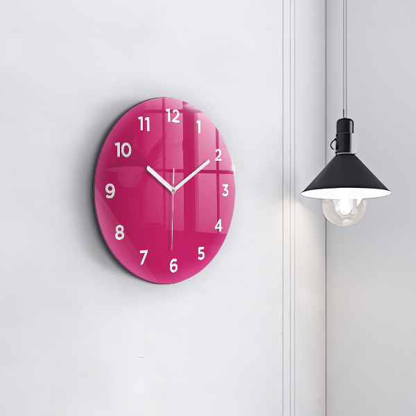 Round glass clock Pink