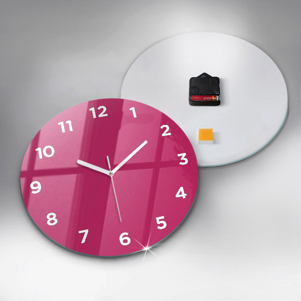 Round glass clock Pink