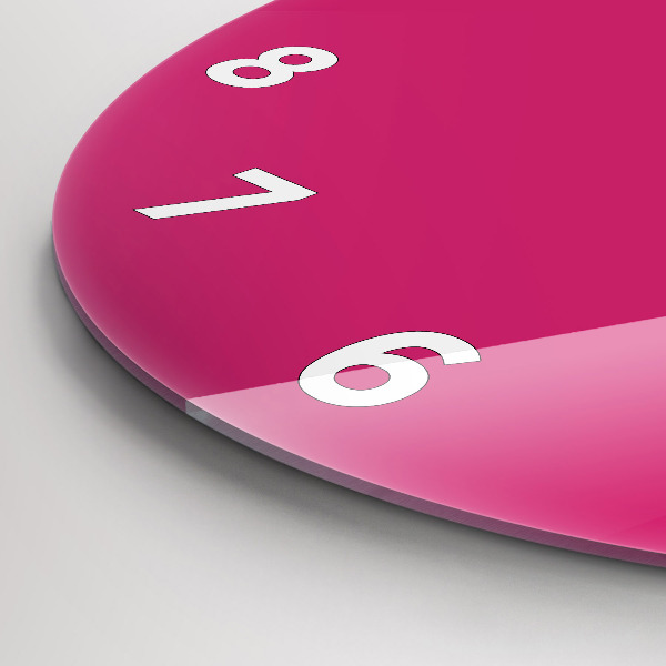 Round glass clock Pink