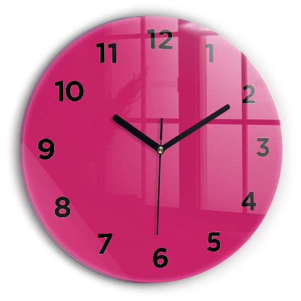 Round glass clock Pink