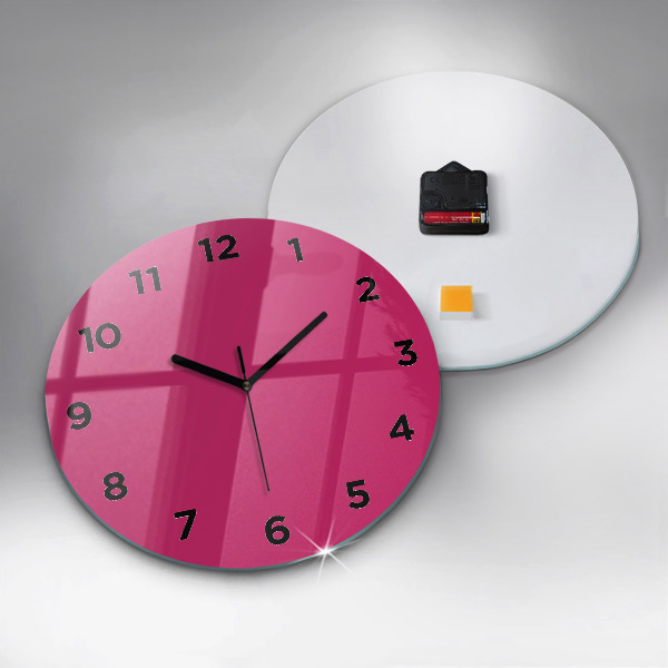 Round glass clock Pink