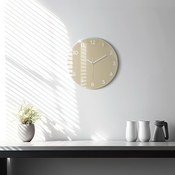 Round glass clock Beige