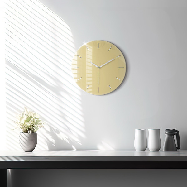 Round glass clock Creamy