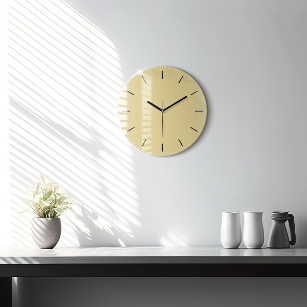 Round glass clock Creamy