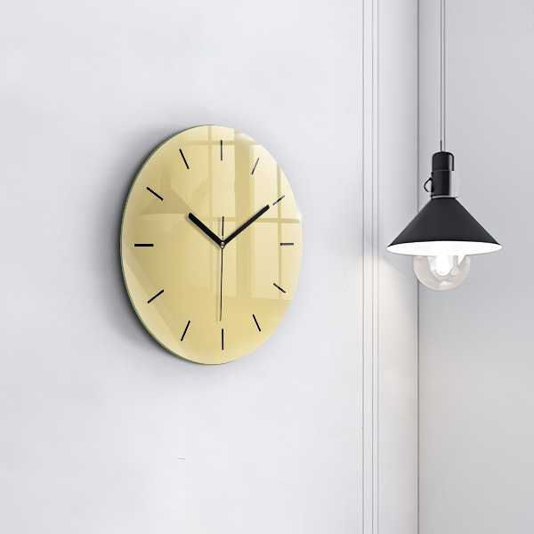 Round glass clock Creamy