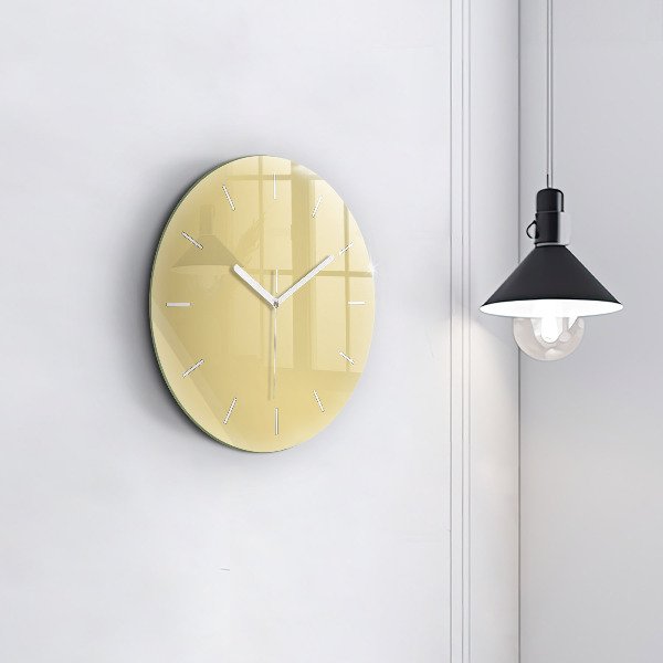 Round glass clock Creamy