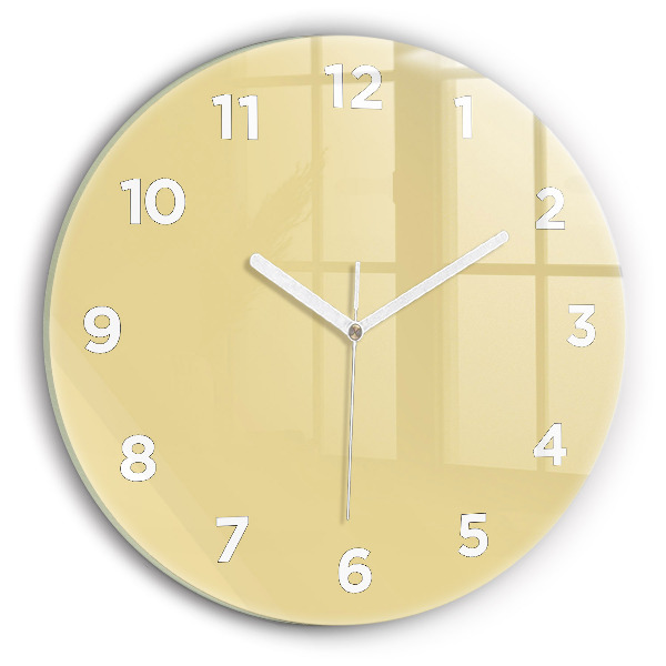 Round glass clock Creamy