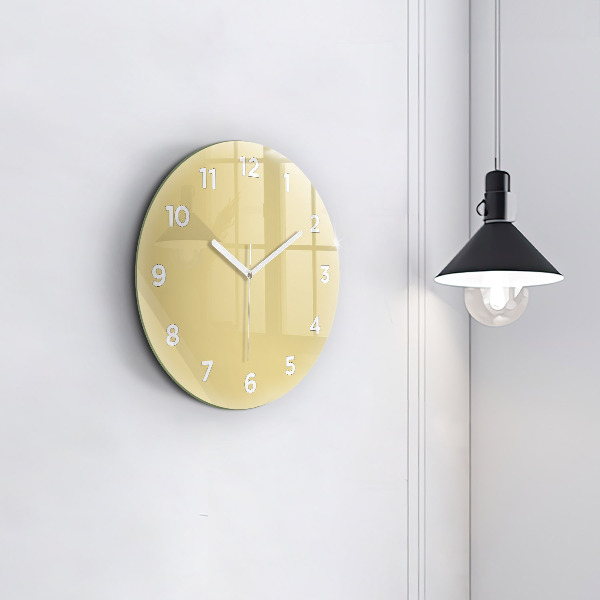 Round glass clock Creamy