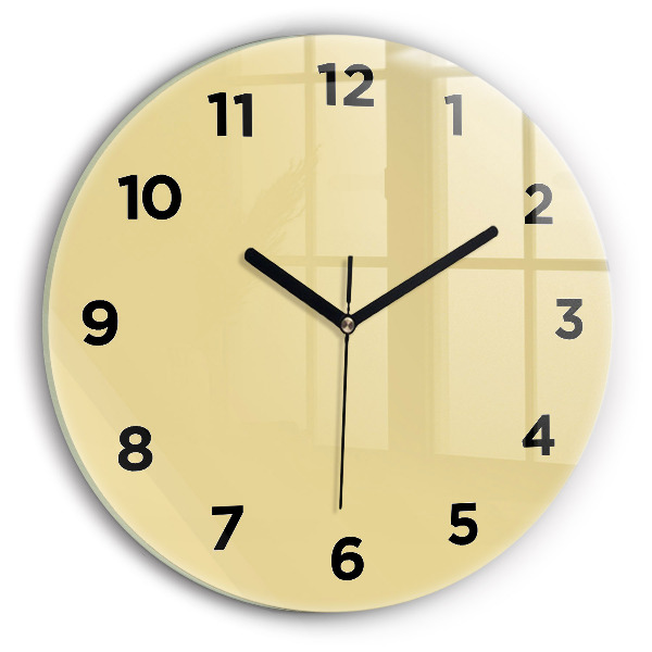 Round glass clock Creamy