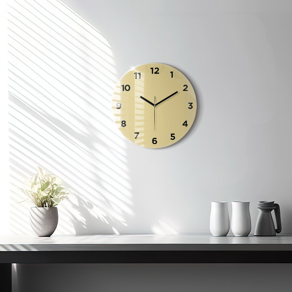 Round glass clock Creamy
