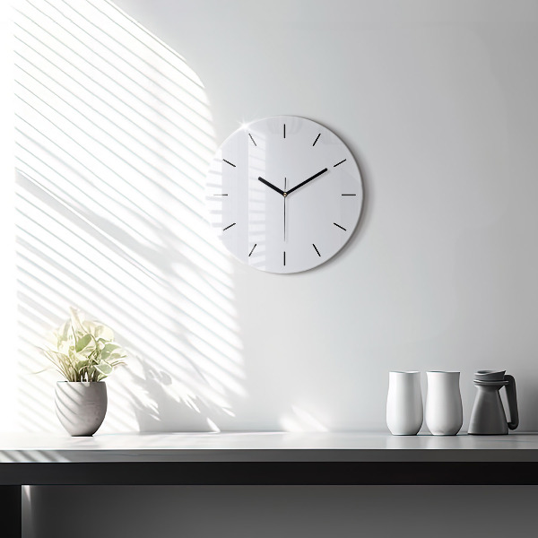 Round glass clock White