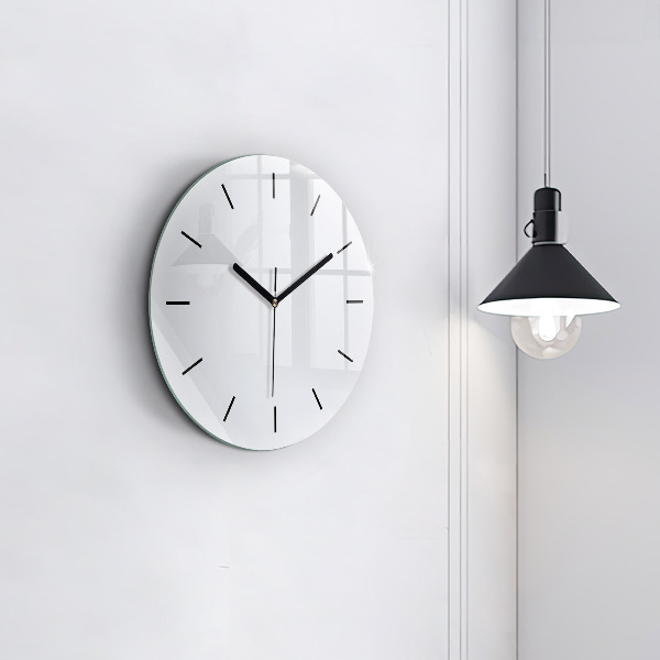 Round glass clock White