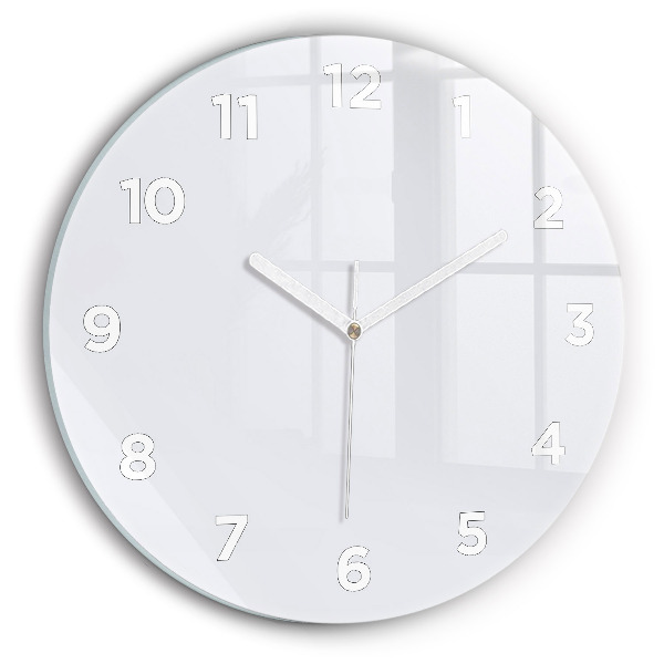 Round glass clock White