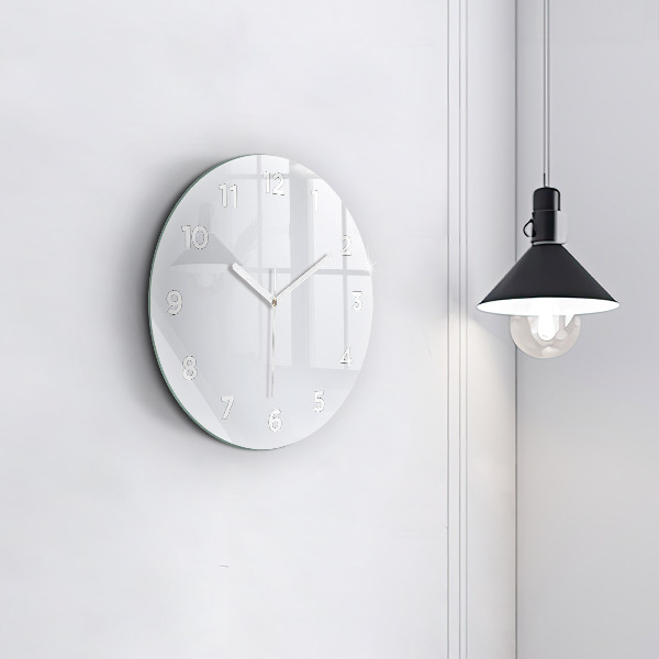 Round glass clock White