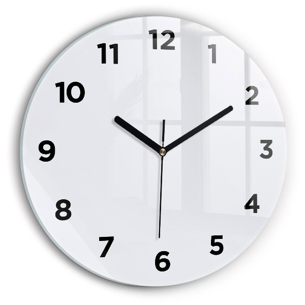 Round glass clock White