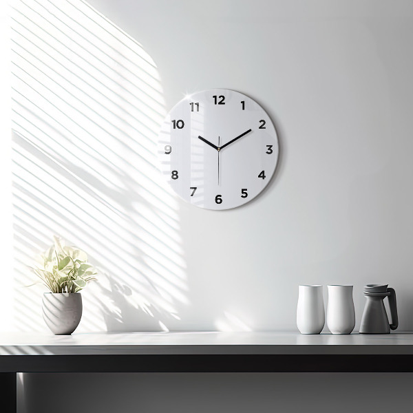 Round glass clock White