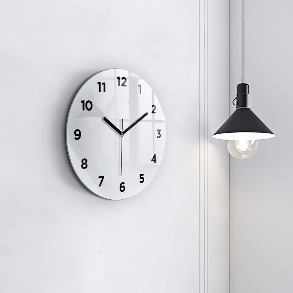 Round glass clock White