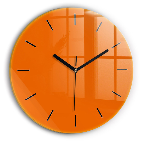 Round glass clock Orange