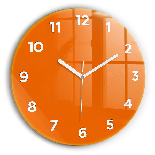 Round glass clock Orange