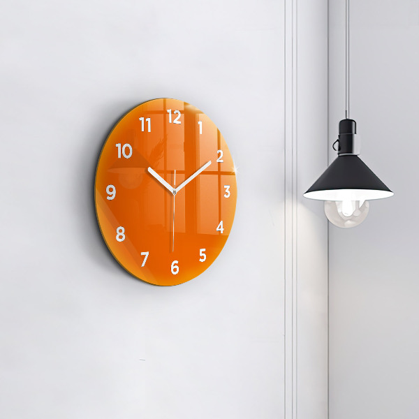 Round glass clock Orange