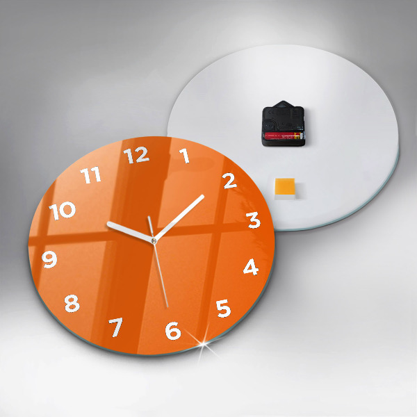 Round glass clock Orange