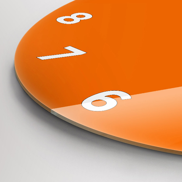 Round glass clock Orange