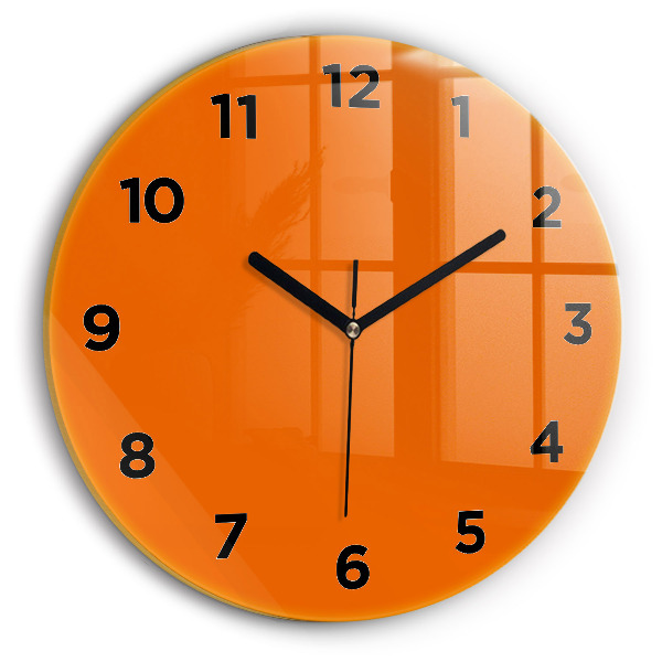 Round glass clock Orange