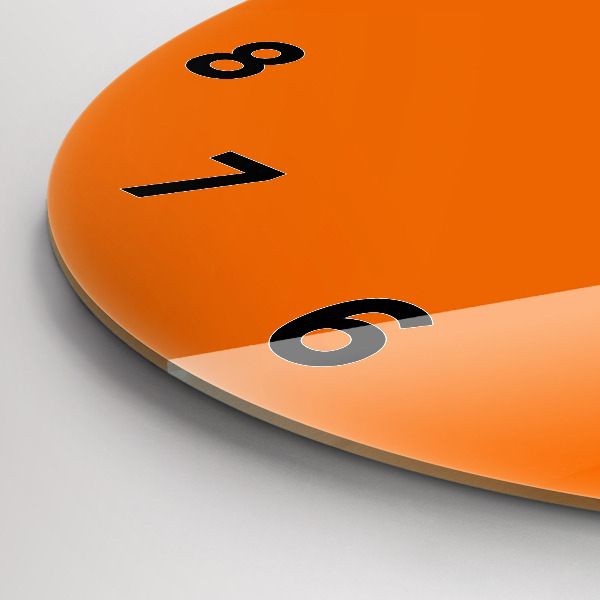 Round glass clock Orange